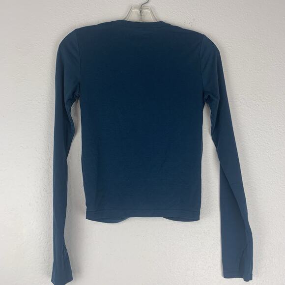 Athleta‎ Shirt Womens XXS Essence Twist Long Sleeve Athleisure Teal Thumbholes - Picture 4 of 9